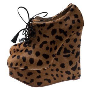 NEW CHARLOTTE OLYMPIA MARTHA Platform Wedge Shoe LEOPARD 36.5